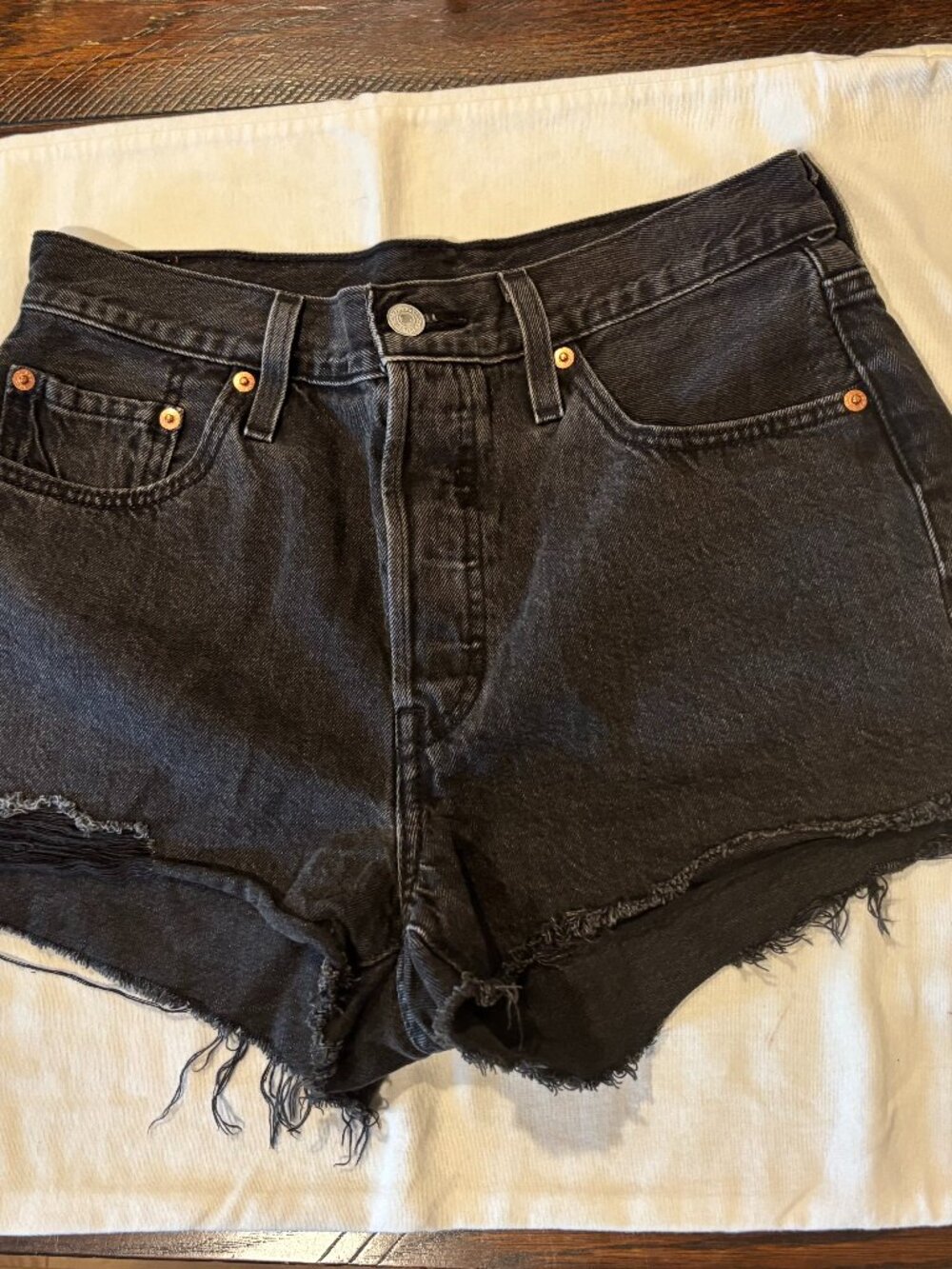Levi's 501 black denim shorts